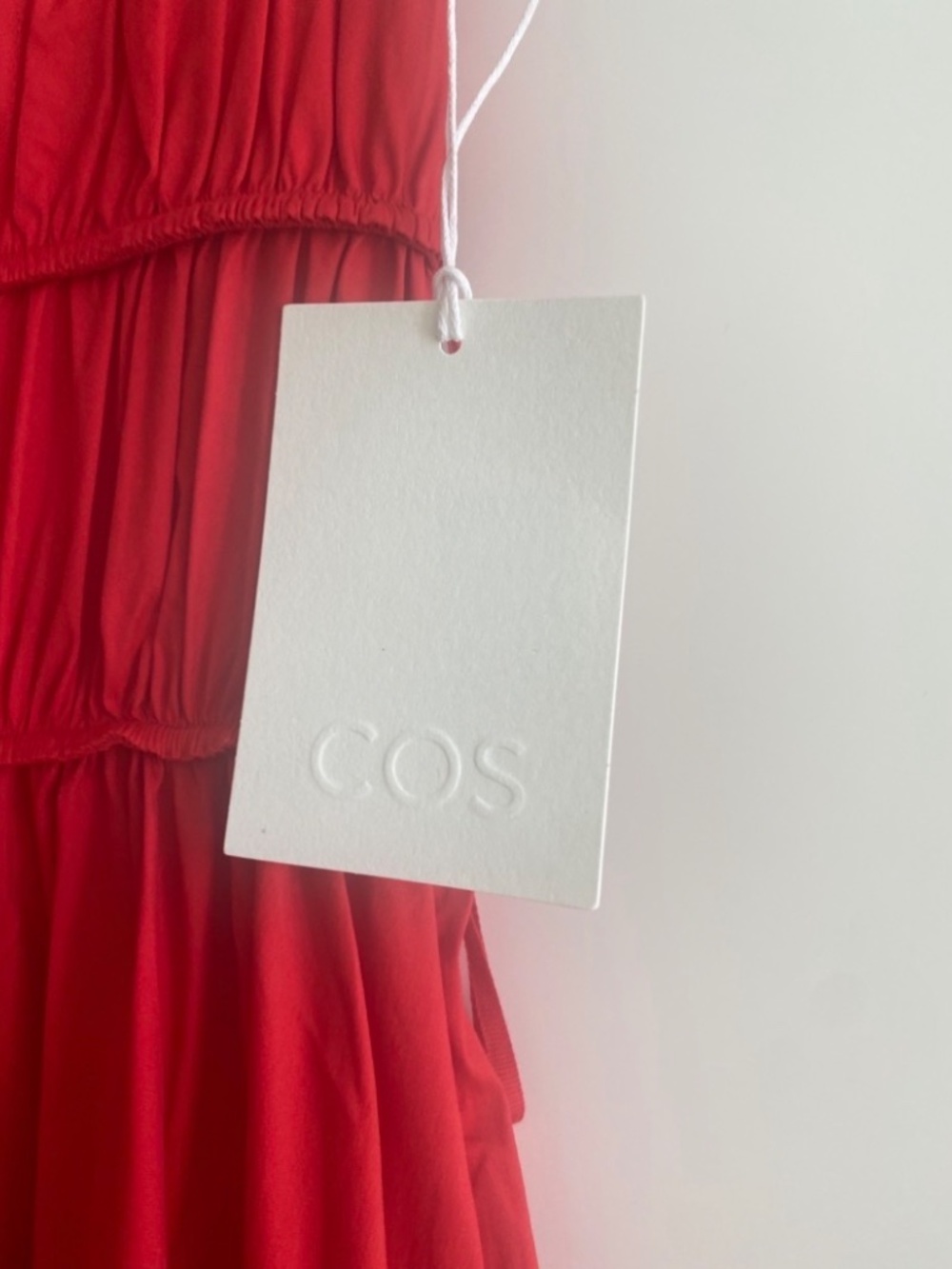 COS Gathered Cotton MIDI dress red size 4 - Picture 7 of 7